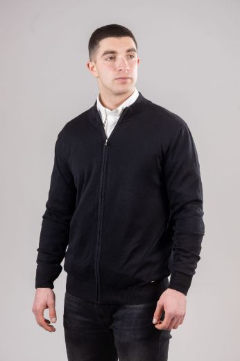 Slika Pamucni dzemper - ZIP - CRNI