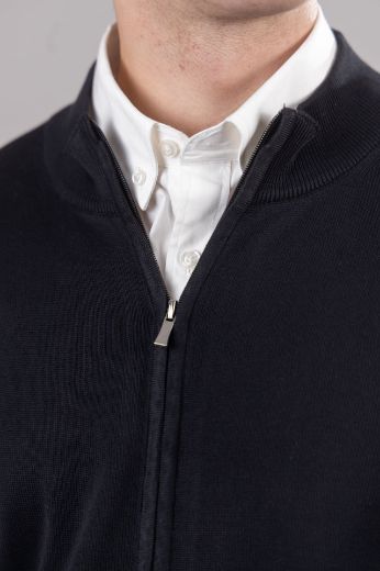 Slika Pamucni dzemper - ZIP - CRNI