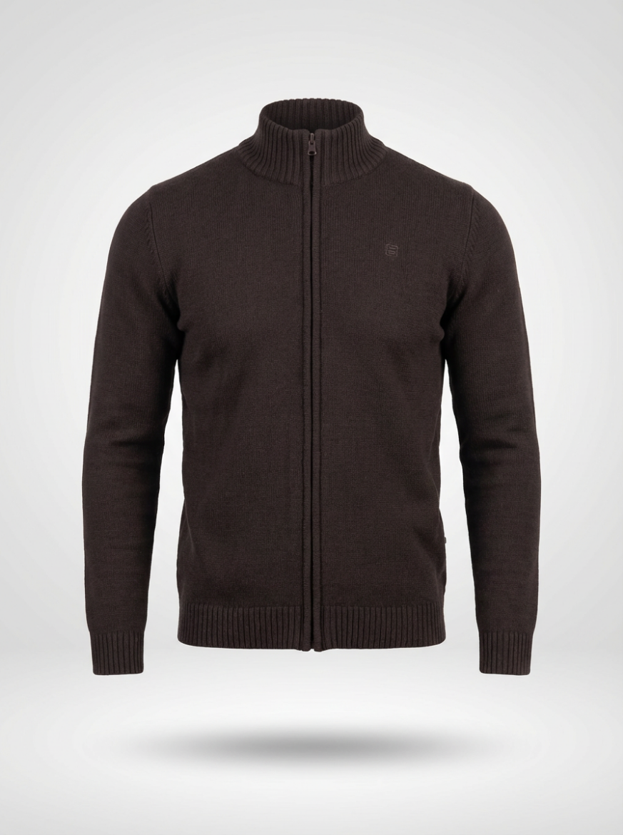 Slika Pamucni dzemper - ZIP - BRAON