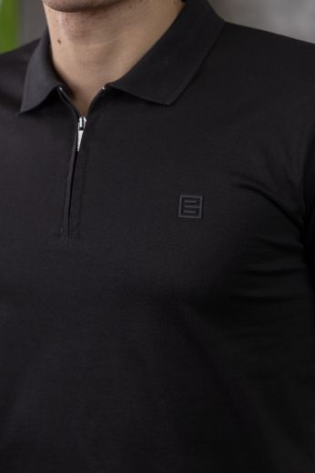 Slika Majica ZIP sa kragnom - BLACK