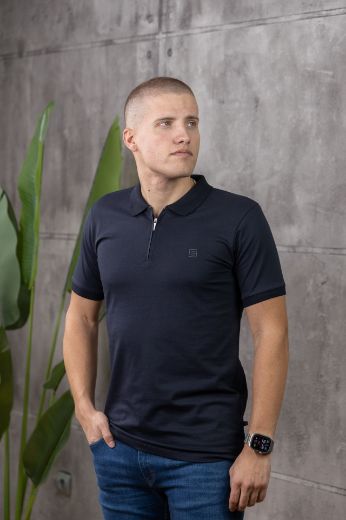 Slika Majica ZIP sa kragnom - DEEP NAVY