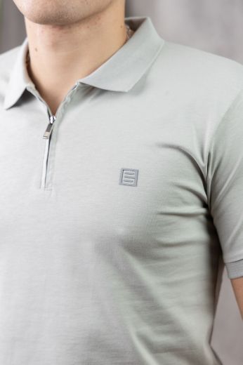 Slika Majica ZIP sa kragnom - SAGE MIST